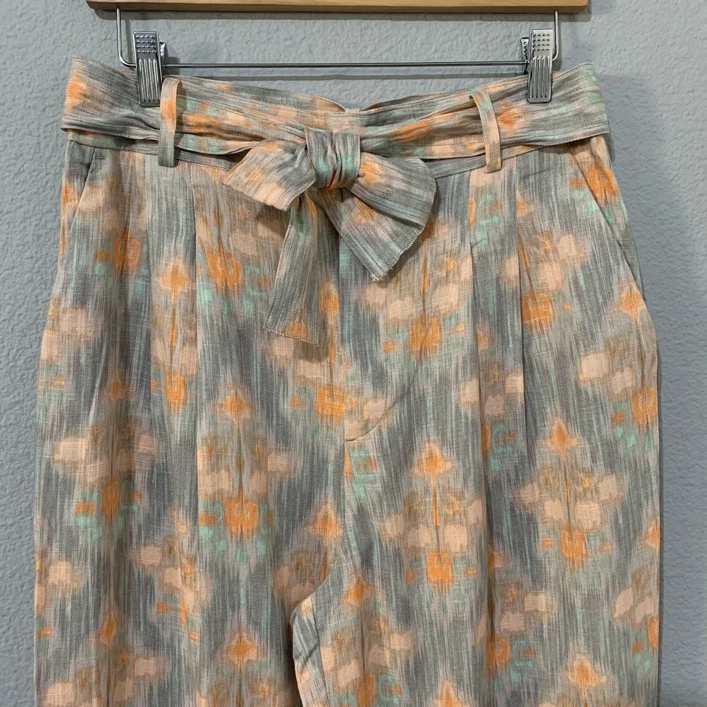 Zara New Flowy High Waist Wide Leg‎ Printed Pants with Self Belt Size L 8372/115